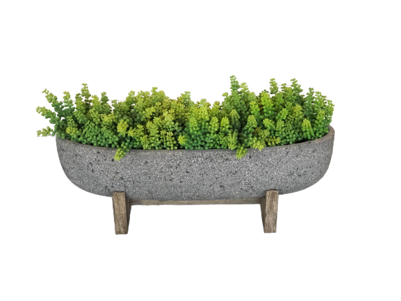 Small Dark Grey Boat with Succulents