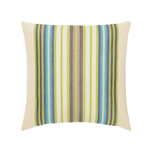 20" x 20" Peridot Multi Stripe pillow by Elaine Smith | Sunbrella, faux down | green, beige, cream, blue, stripe