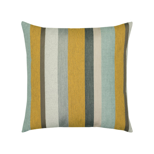 20" x 20" Gusto Tang pillow by Elaine Smith | Sunbrella, faux down | yellow, dijon, blue, grey, stripe