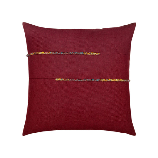20" x 20" Micro Fringe Bordeaux pillow by Elaine Smith | Sunbrella, faux down | fringe, burgundy, maroon
