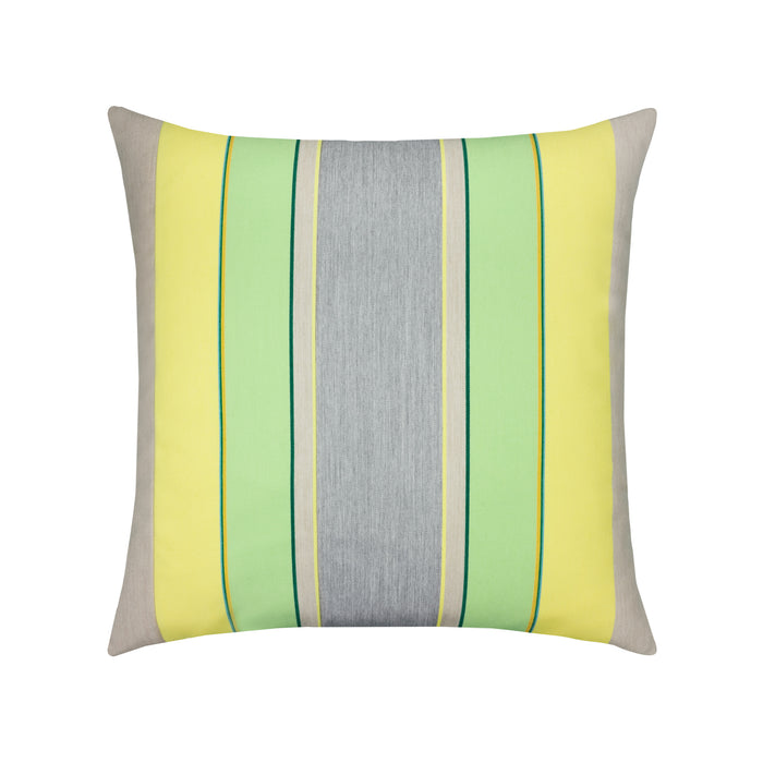 20" x 20" Citrus Stripe pillow by Elaine Smith | Sunbrella yarn, faux down | stripe, yellow, green, grey