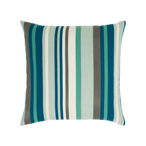 20" x 20" Lagoon Stripe pillow by Elaine Smith | Sunbrella, faux down | stripe, blue, green, grey