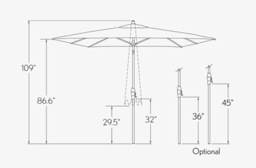 8 x 10 Rectangular Auto-Tilt Umbrella - Multiple Colours