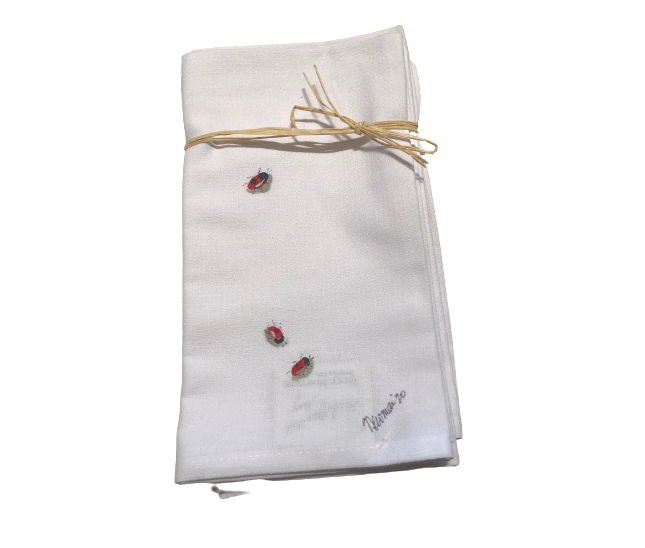 Hand Painted Napkins - Lady Bugs